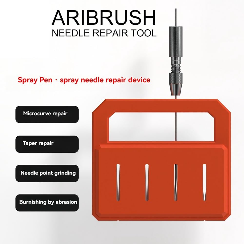 Airbrush Needle Repair and Sharpening Tool Kit - Maintenance & Polishing Accessories for 0.2mm, 0.3mm, 0.5mm Needles