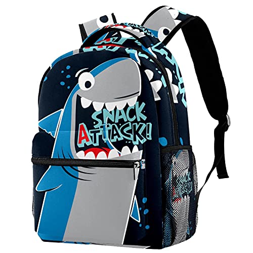 Sac à dos de voyage requin avec porte-bouteille pour filles et garçons