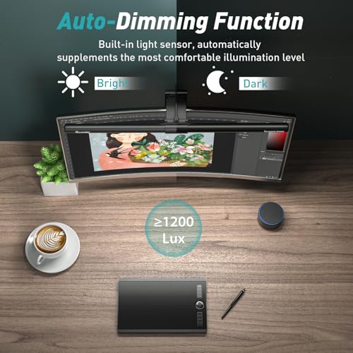 Image of Quntis Aluminium Monitor Light Bar PRO+ With Rem0Te Control Eye-Care Technology Computer Monitor LED Lamp Dimmable Screen Light Bar With Auto-Dimming No Screen Glare Home Office Desk Lamp Black