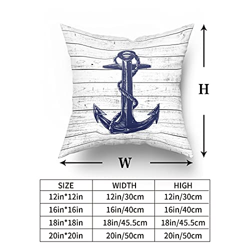 Giwawa Nautical Throw Pillow Cover Set Of 2, Navy Blue Anchor Pillowcases Soft Cotton Home Decorative Pillow Case 18 X 18 Inch Double Sided Cushion Covers For Indoor Outdoor Bedroom And Car #TOP7