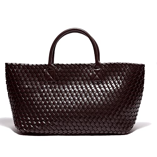 La mejor comparación de Cosmetiqueras de Moda favoritos de las personas. 49 Weayouth - Bolsa tejida para compras, bolsas de viaje y monederos para mujer, gran capacidad, bolsas de moda, Café, 20.5 x 15 x 12 inches