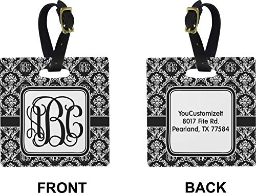 Monogrammed Damask Square Luggage Tag (Personalized) #TOP1