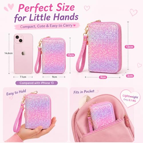 Image of AACKS Flower Wallets with Strap Little Girls Flower Coin Pouch Small Cute Wallet for Teen Girls with Coin Pocket Cherry Fruit Wallet
