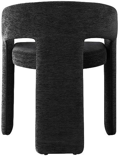 Meridian Furniture 911Black-C Rendition Collection Modern | Contemporary Dining Chair with Soft Black Plush Fabric, Curved Back, 24\" W x 22\" D x 30\" H, Black - Thumbnail 4