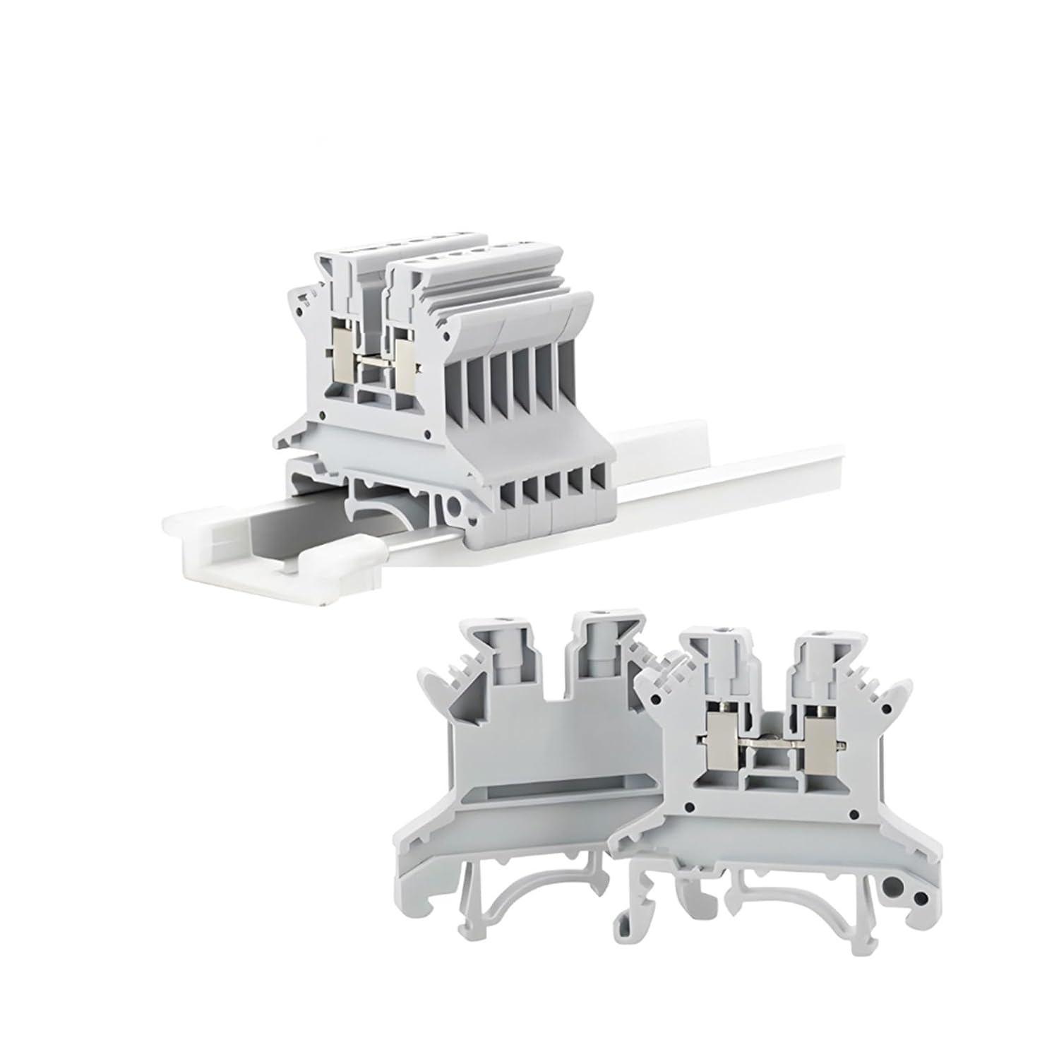 100pcs UK-1.5N Wire Conductor Din Rail Terminal Block Universal Screw Connection Wire Connector Block Terminal Strip Block 16awg