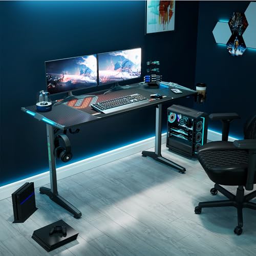 Gaming Tisch höhenverstellbar mit LED und Kabelmanagement