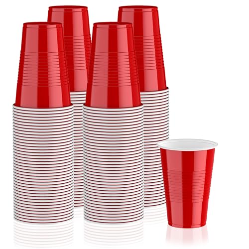 Lilymicky 240 Pack 16 oz Disposable Plastic Cups Red Party Plastic Cups for Parties Picnics and BBQ