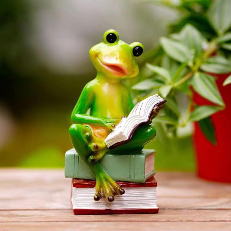 Figura Decorativa Rana Leyendo en Pilas miniatura 3