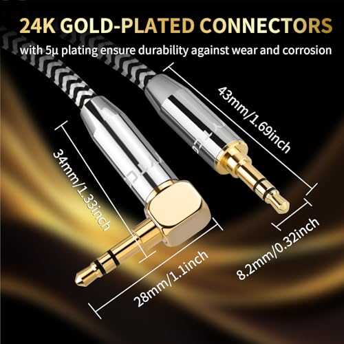 Cable Auxiliar 3.5mm Ángulo 90° 1m Hi-Fi miniatura 3