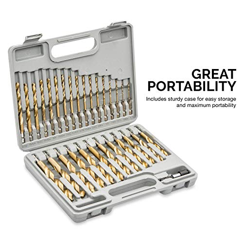 Tooluxe 10055L Hex Shank Drill Bit Set, 30 Pc, Titanium Coated Metal Drill Bits, Quick Change Design, Small Drill Bits From 1/16" - 1/2" Large Drill Bits, High Speed Steel Impact Driver Drillbits #TOP1