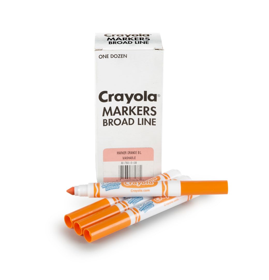 Crayola Washable Markers - Orange (12ct), Kids Broad Line Markers for Classrooms & Teachers