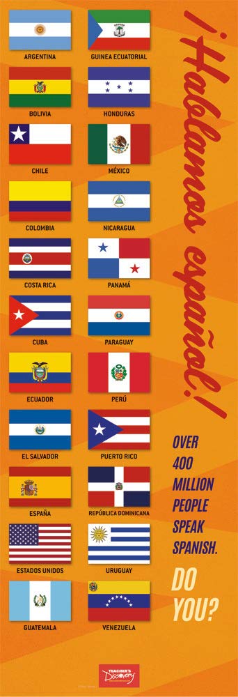Teacher's Discovery We Speak Spanish Flags Skinny Poster