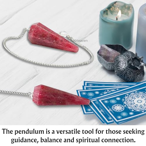 Image of Rhodonite Pendulum Dowsing Tool - Natural Crystal Pendulum for Spiritual Guidance - Premium Dowser Pendulum for Accurate Divination and Energy Healing - Perfect for Energy Healing and Chakra Balancing - Handcrafted with Precision and Elegance