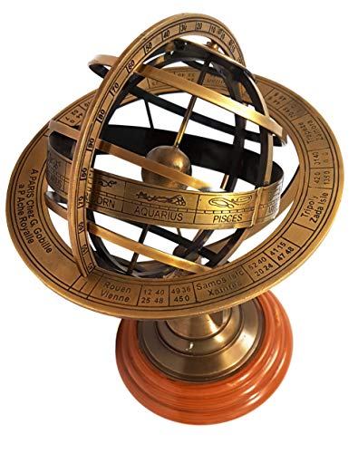 Brass Nautical - 8 inches Tall Antique Armillary Sphere Globe Replica Gift; Vintage Table Décor and Gift