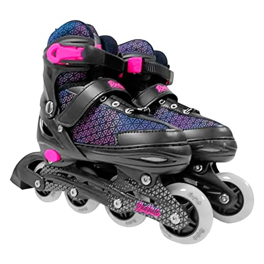 Patins Inline Laser Preto/Rosa - Ajustável 34 á 37 - Unitoys