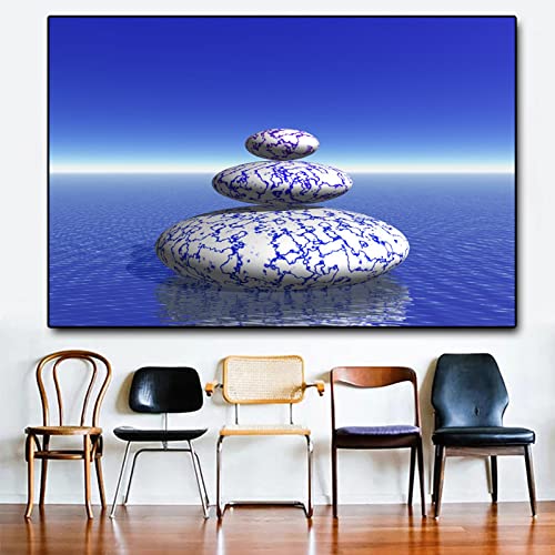 Toile Pierre colorée sur l'eau KEBIA 50x70cm pour la décoration murale du salon