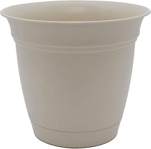 The HC Companies Eclipse Maceta Redonda con Platillo - Maceta para Plantas de Exterior e Interior con Orificios de Drenaje - Macetas de Plástico