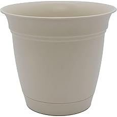 The HC Companies Caribbean Planter Pot - Outdoor & Indoor Plant Pot with Drainage Hole & Plug - Rolled Rim Plastic Pots for Plants & Flowers - Decorative Plant Pot (20" Cottage Stone, Pack of 1)
