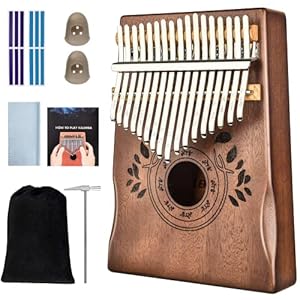 LEKATO Kalimba 17 Keys, Portable Thumb Piano Solid Wood Mbira Finger Piano Beginners C Key with Song Book,Tuning Hammer…