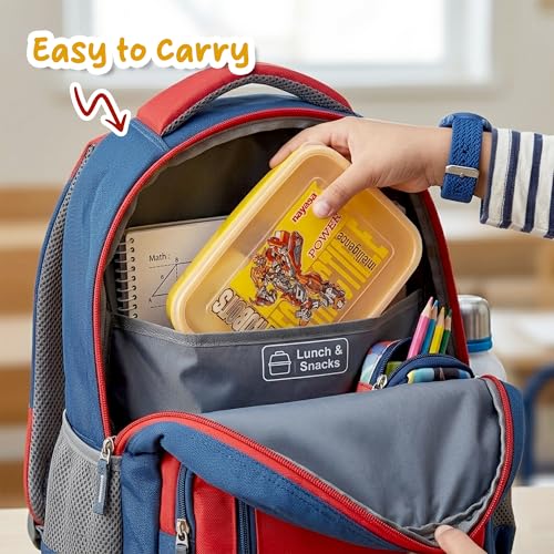 Image of Nayasa Ninja 2 Compartment BPA-Free Plastic Lunch Box for Kids Boys | Transformer Print | Leak Proof Push Lock | Yellow