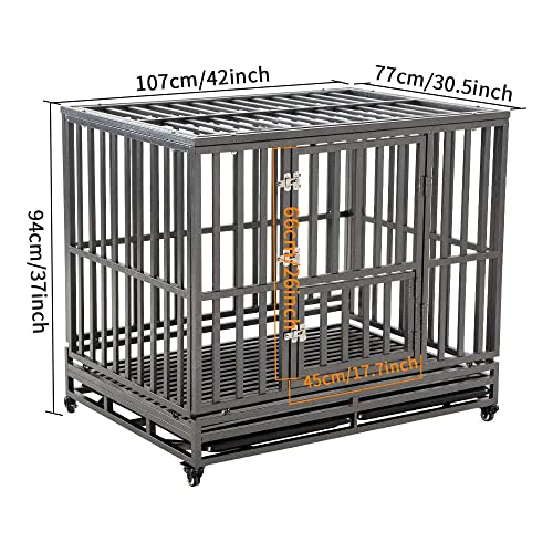 LUCKUP Heavy Duty Dog Cage Metal Kennel and Crate for Medium and Large Dogs, Pet Playpen with Four Wheels,Easy to Install,42 inch,Black by LUCKUP - Image 2