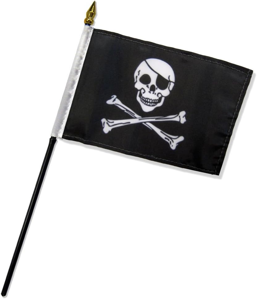 Quality Standard Flags One Dozen Pirate Stick Flag, 4 by 6"