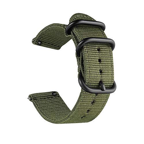 CNYMANY 24mm Universal Ballistic Watch Band, Nylon Canvas Woven Loop Replacement Strap Wristband Buckle Fastener Adjustable Closure for Smart-watch Sport Fitness Tracker - Green by CNYMANY - Used condition - US$7.65