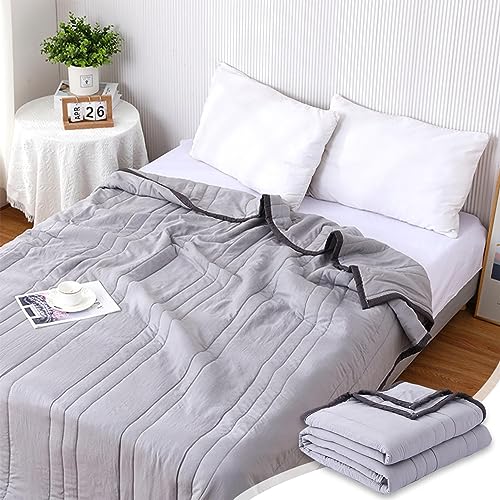 Cooling Blanket, Cooling Fiber Summer Blankets, Lightweight Cool Blanket, Ice Blanket for All-Season, Night Sweats Adult Kids Hot Sleeper Breathable Single/Double Bed Blanket Gifts (Gray, 100*150cm)