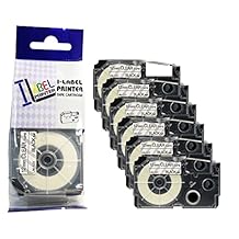 LM Tapes Premium Compatible Label Tape Replacement for Casio XR12X 1/2 in Black on Clear Labeling Tape for use in Caio XR-12X 12mm, 6/Pack