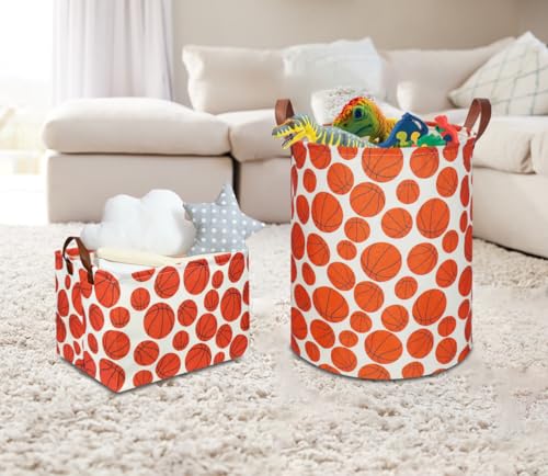 Image of NTAOHAMPER Kids Laundry Hamper,Baseball laundry Basket,Baby Boy Nursery Hamper,Waterproof Storage Bin for Bedroom,Clothes Organizer Basket,Toys Box,Room Decor(Basketball)