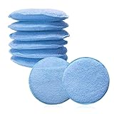 BWBWND 8PCS Microfiber Wax Applicator Pads, 5 Inch Round Car Wash Sponge Cleaning Tools with Finger Pocket, Scratch-Free Ultra-Soft Foam Bulk for Fine Polishing Detailing Waxing (Light Blue)