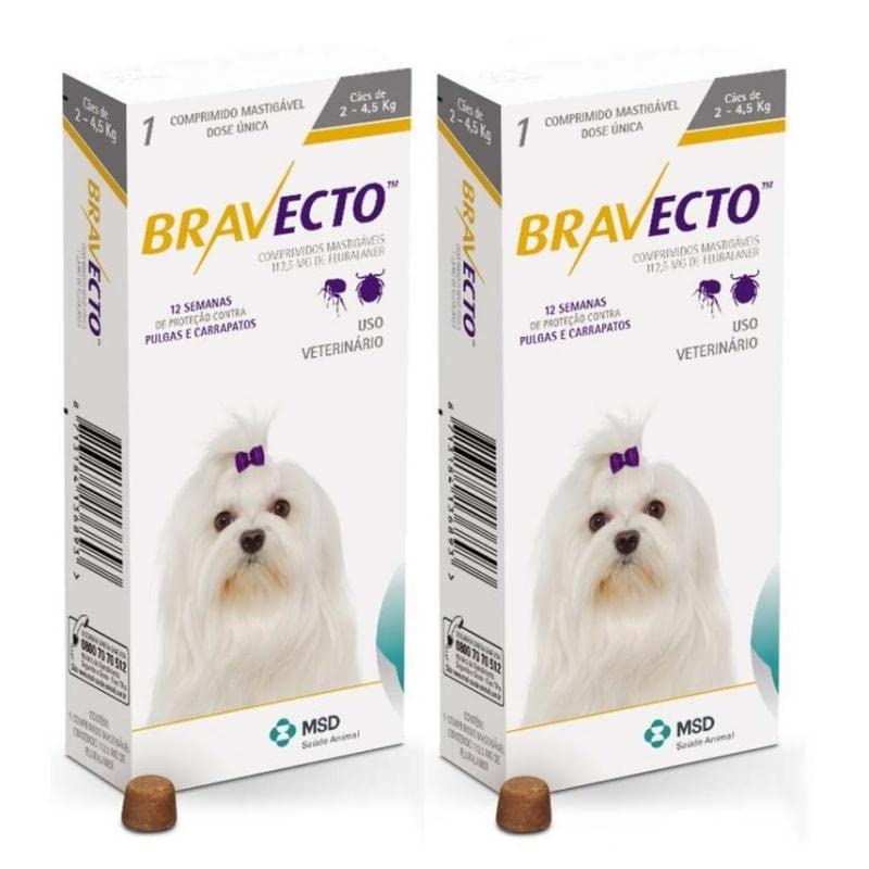 Combo 2 Unidades Antipulgas E Carrapatos Bravecto 2 A 4,5kg