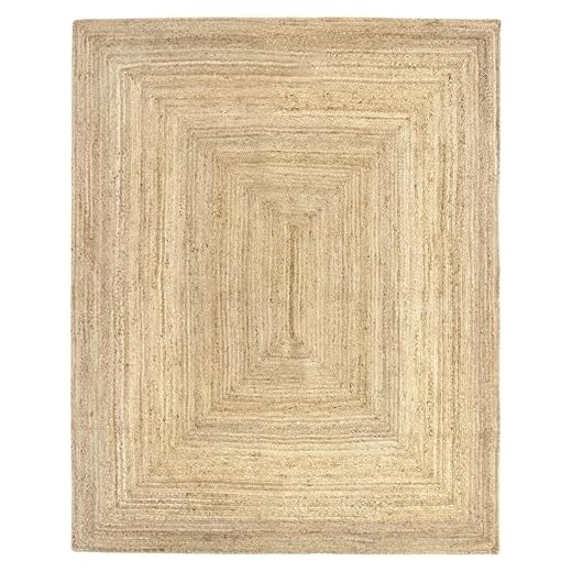 HAMID - Tapis Jute Naturel, Alhambra Tapis en Jute Couleur Naturelle, Tapis 100% Fibre de Jute, Tressé à la Main, Tapis pour Salon, Salle à Manger, Chambre, Couloirs, Couleur Naturelle (200x250cm)