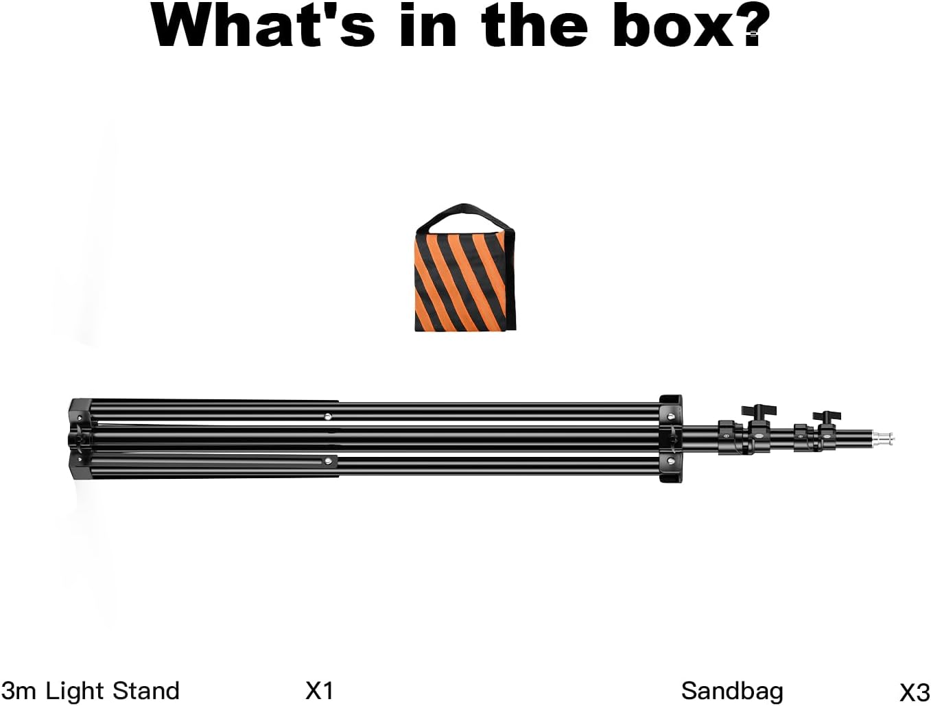 Heavy Duty Light Stand 9.8ft / 3m Adjustable 10KG/ 22LB Max Loading Photography Air Cushioned Tripod Stand with 1/4" Thread Used for Video Light, Strobe, Reflectors, Umbrella, Softboxes