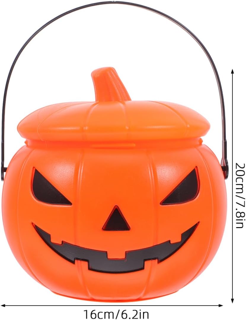 Cabilock Pumpkin Candy Bucket Halloween Season Light up Plastic for Kids