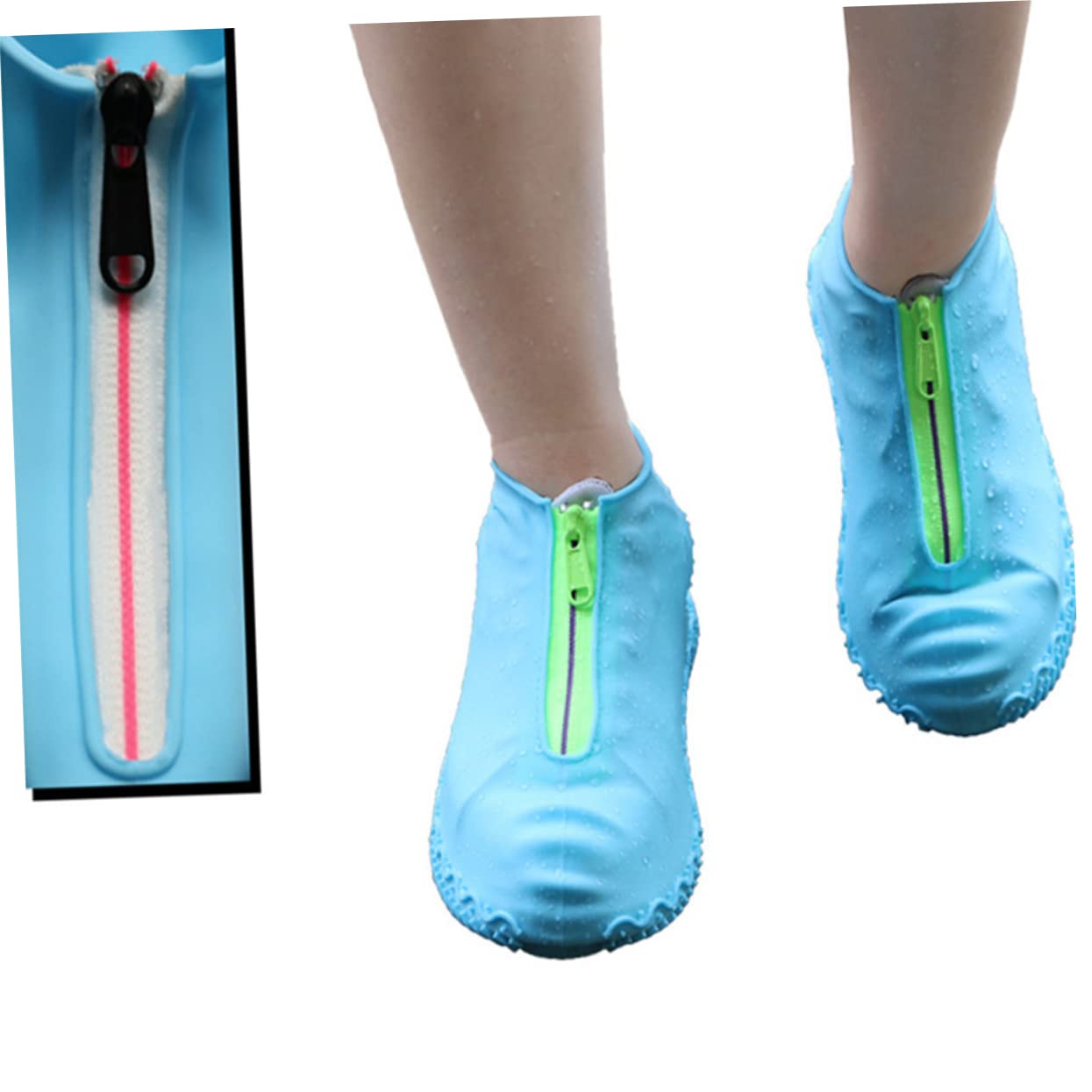 Happyyami 1 Pair Anti-Slip Waterproof Shoe Covers Reusable Rain Boots Cover for Outdoor Activities Sturdy Silicone Shoe Covers for Men Women Blue l