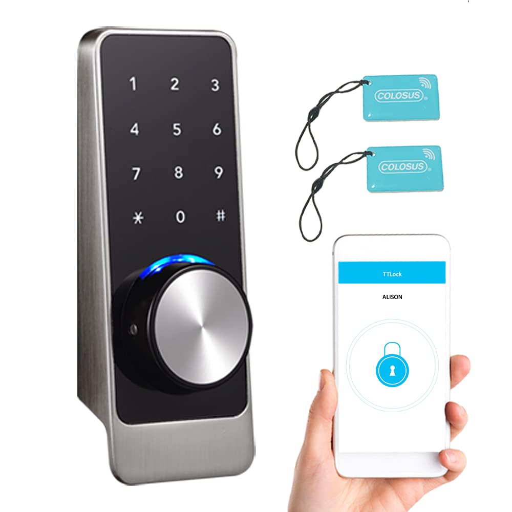 COLOSUS NDL638 Smart - Keyless Entry Door Lock Deadbolt, Touchscreen Works with App to Control and Grant Access for Home, Office, Rental Properties, Commercial Businesses (Silver)