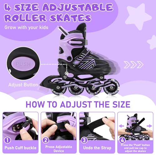 Miniatura 2 de Patines En Línea Para Niños Niñas Ajustables, Patines Ajustables Para Niños Niñas, Para Principiantes, Patines De Ruedas Con Ruedas De Iluminación Para Juegos Al Aire Libre En Interiores L Eu36-40