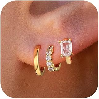 VIROMY VIROMY Gold/Silver Hoop Earrings for Women Trendy,14K Real Gold Plated Cute Stud Earrings Small Huggie Hoop Earrings non tarnish Jewelry for Women