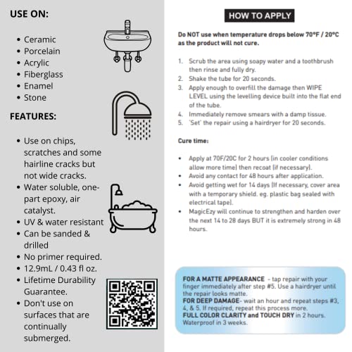 image for MagicEzy Bath & Sink RepairEzy (White) - Tub Repair Kit - Porcelain, A