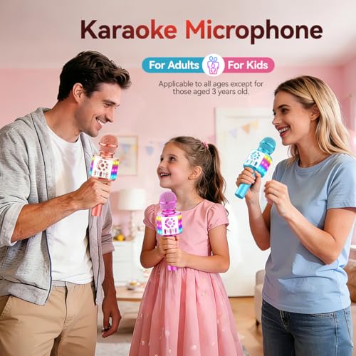 Creattop Kids Karaoke Bluetooth Microphone Toys for Girls Microphone Karaoke Machine with LED Light, Birthday Gift for Girls Boys 3 4 5 6 7 8 9 10 11 12 Year Old Kids Toys by Creattop - Used condition - US$12.81
