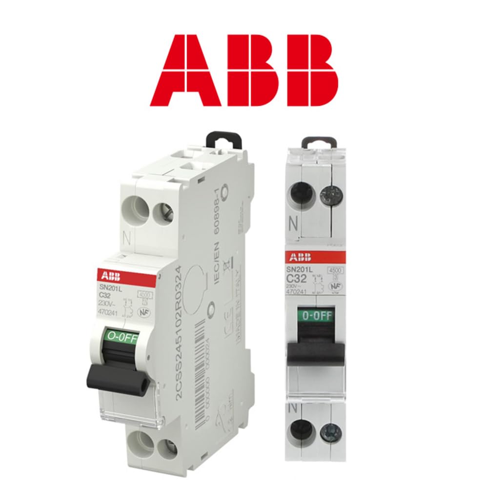 ABB Lot de 2 disjoncteurs Ph+N raccordement Vis 32A-4,5Ka - Courbe C