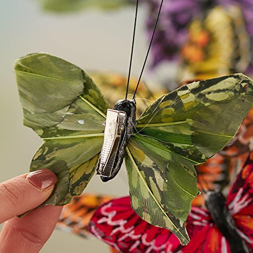 Factory Direct Craft Multicolored Feathered Monarch Butterflies - 12 Butterflies