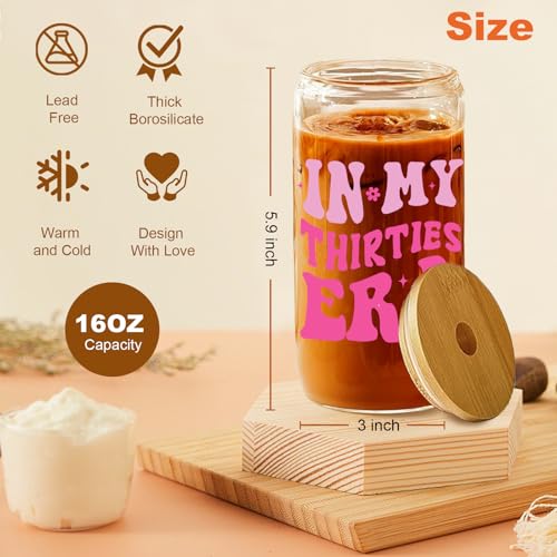 Jars Nova 30th Birthday Gifts for Women |16OZ Glass Cups with Lids and Straws 30th Birthday Gifts for Her Best Friend Sister Daughter Co-Worker Aunt Wife Gift - Image 6
