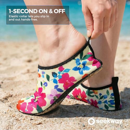 Image of SEEKWAY Water Shoes Women Men Adult Quick-Dry Aqua Socks Barefoot Non Slip for Beach Swim River Pool Lake surf Black SK002(U)