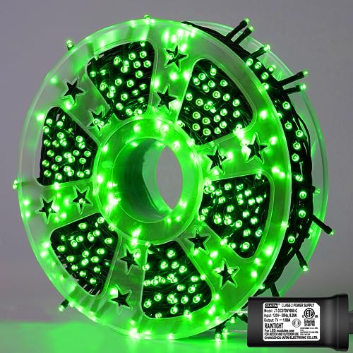 YEGUO 165ft 500 LED Green Halloween Lights Outdoor Waterproof, Green Wire String Lights Indoor, 8 Modes Twinkle Tree Lights Plug in with Timer Memory