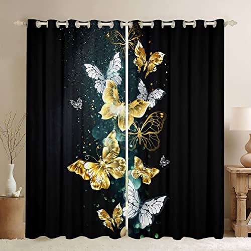 Loussiesd Butterfly Curtain for Girls Boys Child Kids Gold and White Butterflies...