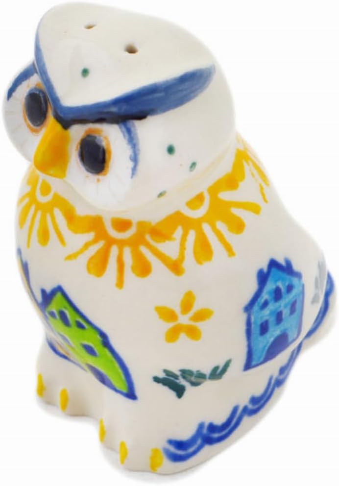 Polmedia Polish Pottery Pepper Shaker UNIKAT - Riverside Village Pattern Handmade in Boleslawiec Poland by Ceramika Artystyczna + Certificate of Authenticity