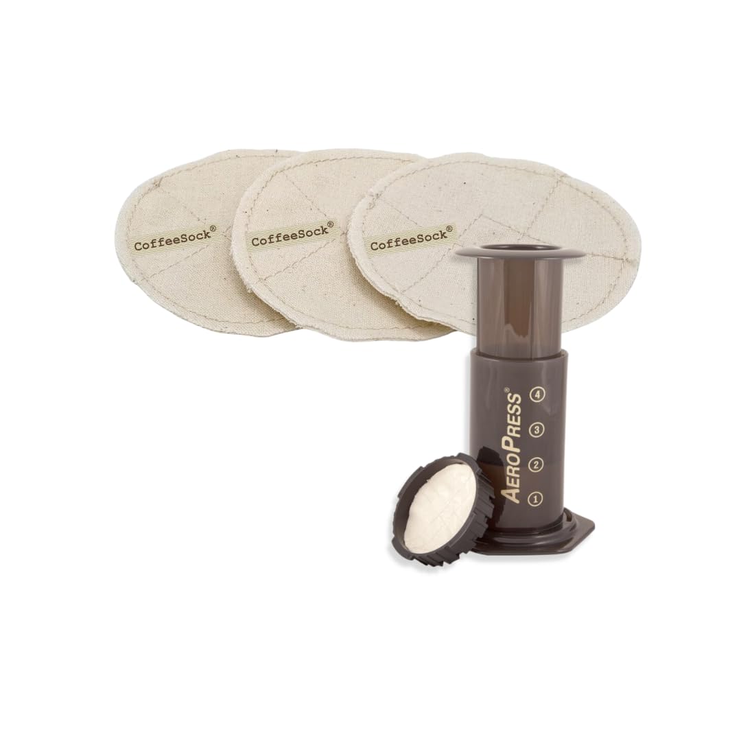 CoffeeSock ’The Original’ Reusable 100% Organic Cotton Coffee Filters - 3 pack Aeropress®…