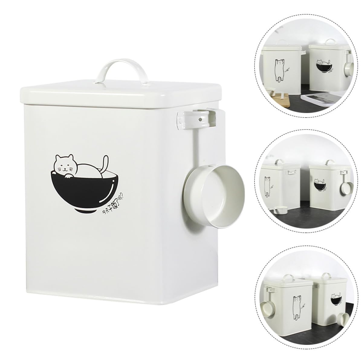 Cubo de Almacenamiento para Mascotas Blanco de Hierro Sellado